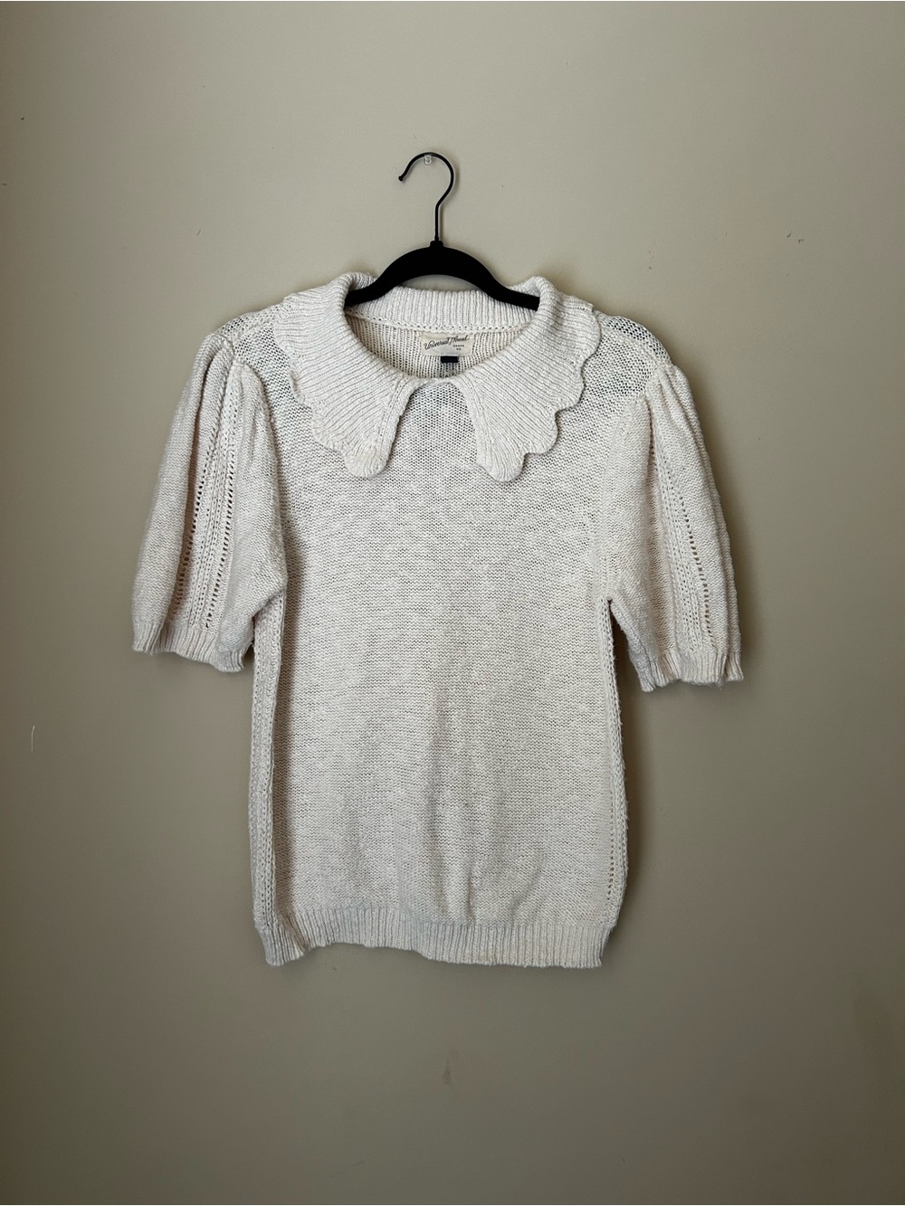 Universal Thread Scalloped Collar Knit Pullover - Cream